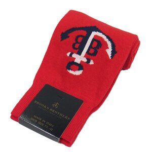 Brooks Brothers Men's Dress Socks Anchor Print Red Made in Italy One Size